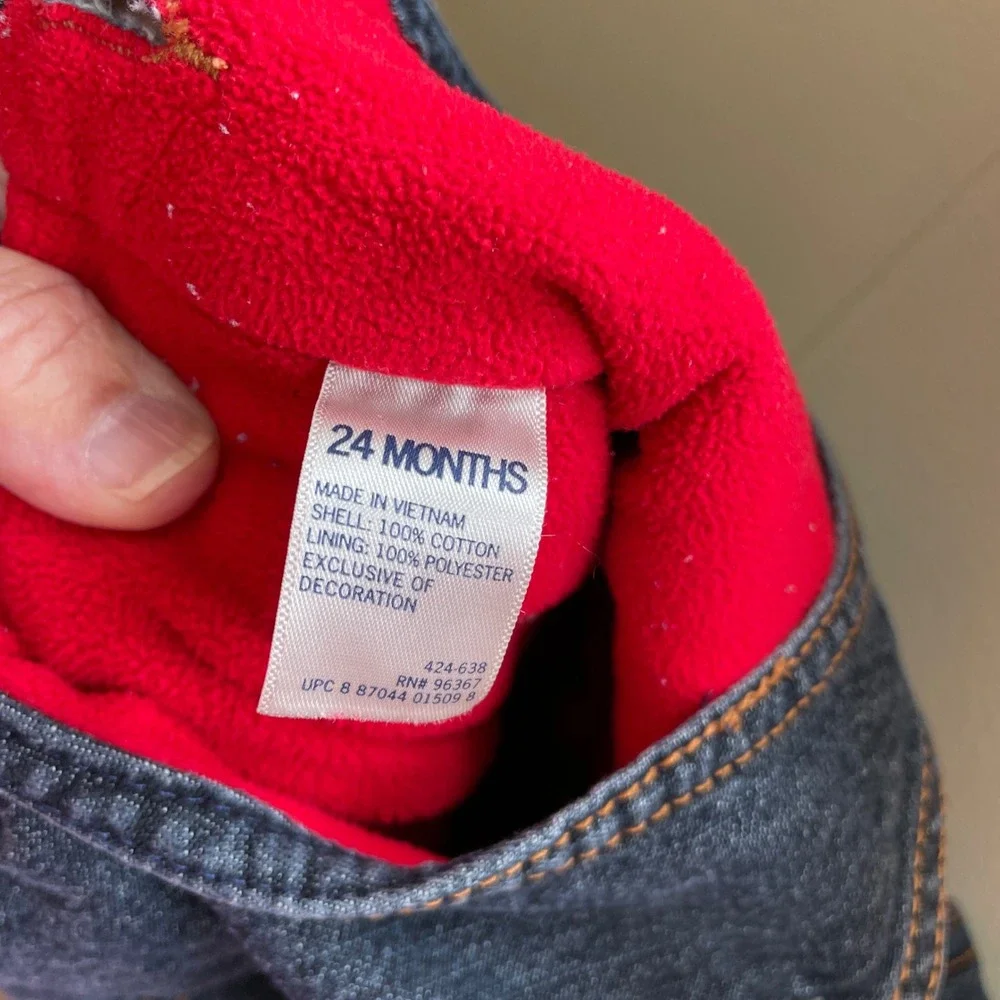 VINTAGE OSHKOSH DENN OVERALLS WITH‎ RED FLEECE LINING
